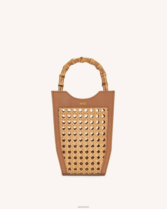 كو JW PEI حقيبة الهاتف المنسوجة من الخيزران فو بني حقيبة الهاتف 6604F207