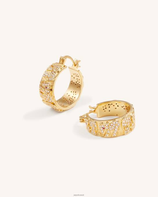 كو JW PEI أقراط الفيل مطلي بالذهب عيار ١٨ قيراطًا وزركون أبيض وأكسيد الألمونيوم الأحمر الأقراط 6604F378