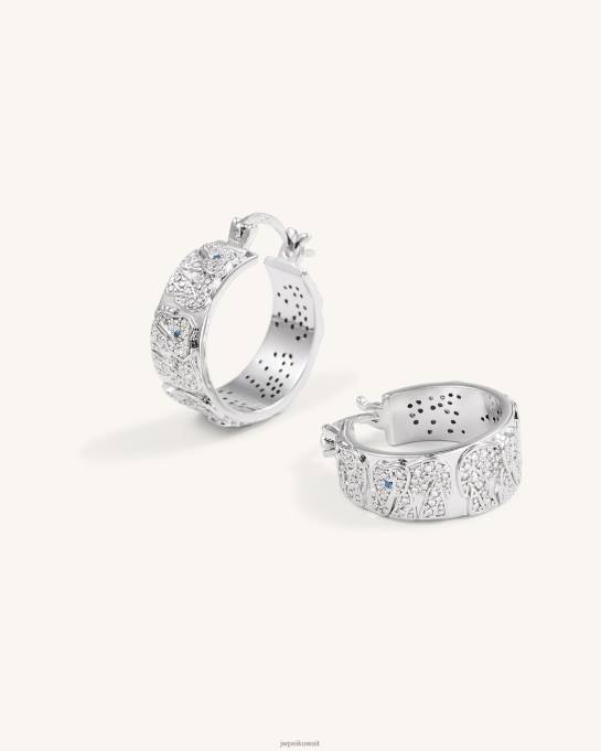 كو JW PEI أقراط الفيل مطلي بالذهب الأبيض عيار ١٨ قيراط والزركون الأبيض والإسبنيل الأزرق الأقراط 6604F379